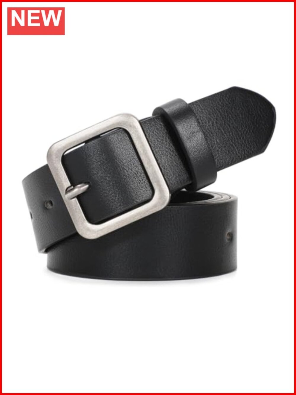 PU Leather Belt Square Buckle Adjustable Fit Jeans Pants Dresses